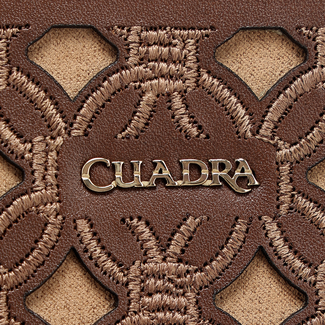 Cuadra Women's Honey Lamb Leather Shoulder Bag With Geometric Design