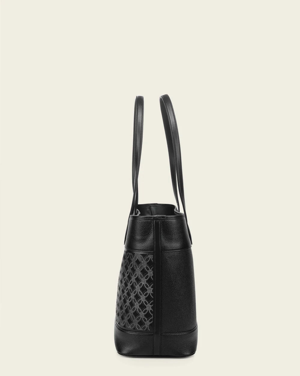 Cuadra Ladies Black Cowhide Embroidery Hand Bag