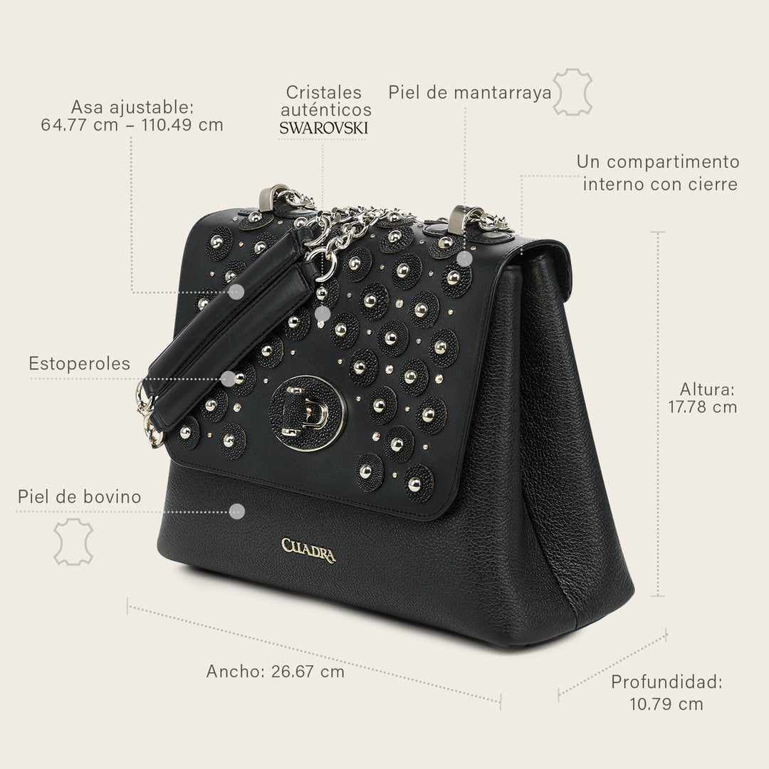 Cuadra Women's Black Bag Genuine Stingray Leather DU855
