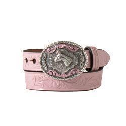 Nocona Baby Bucker Infant Girls Belt 3/4" Floral Embossed Pink