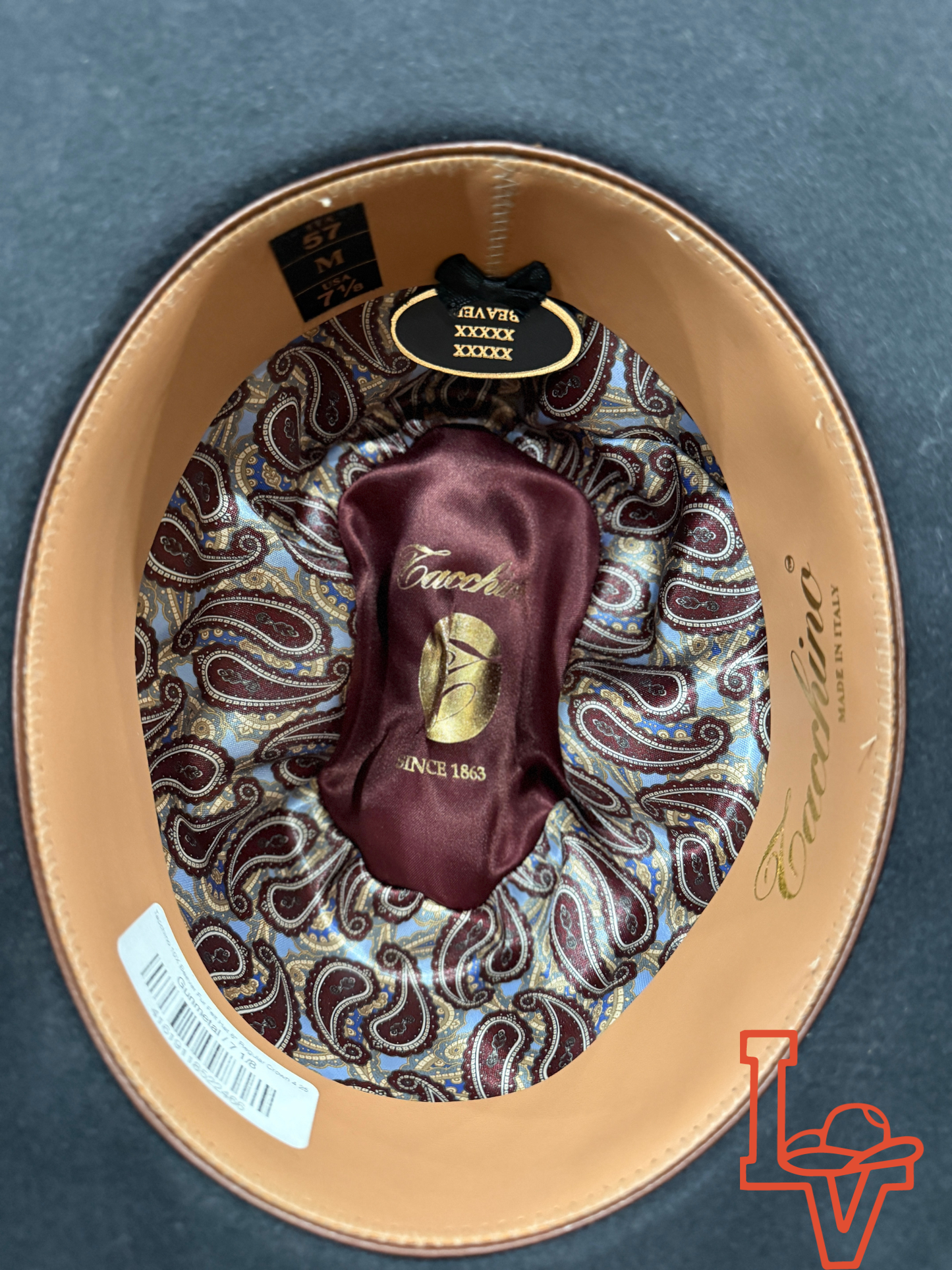 Tacchino 10X Beaver Fur Felt Hat 6" Regular Crown 4.25" Brim Gunmetal