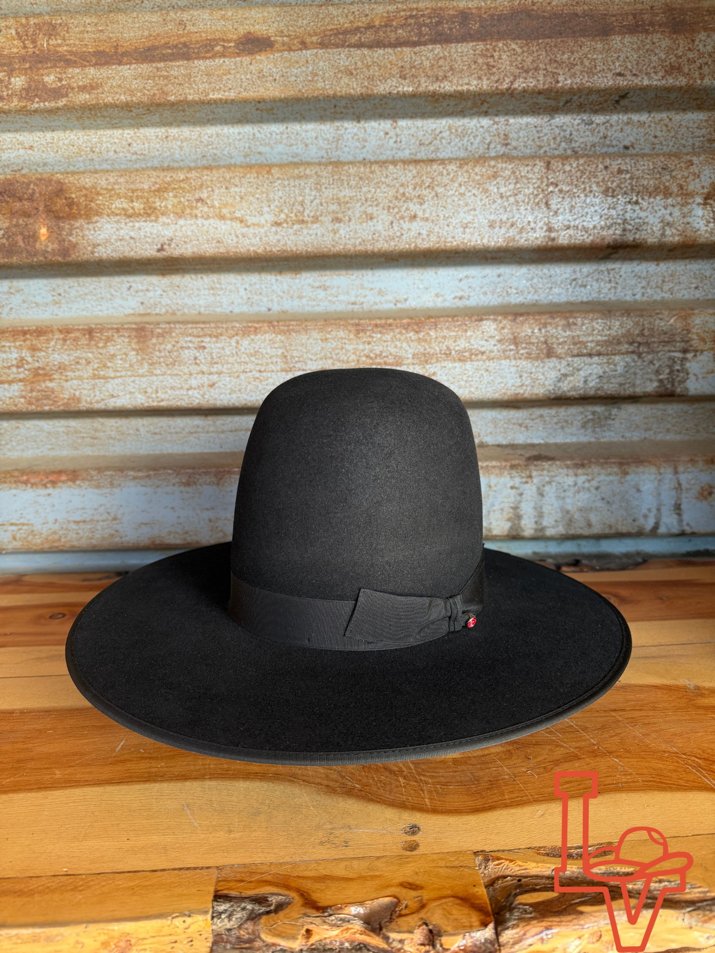 Tacchino 10X Beaver Fur Felt Hat Black Bound Edge 7" Tall Crown 4.25" Brim Black