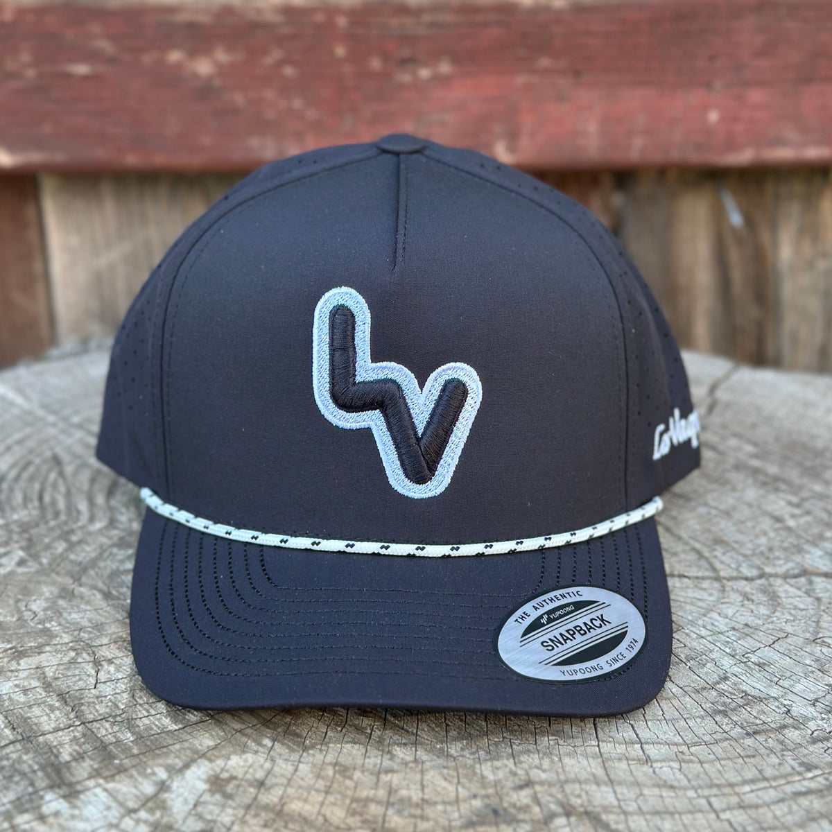 Los Vaqueros LV Outline Logo Rope Curved Brim Snapback Black