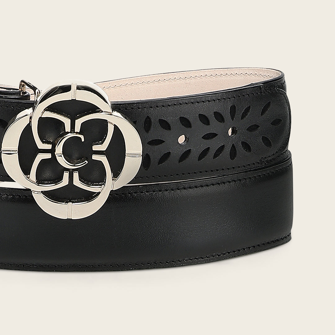 Cuadra Women's Black Belt In Genuine Bovine Leather