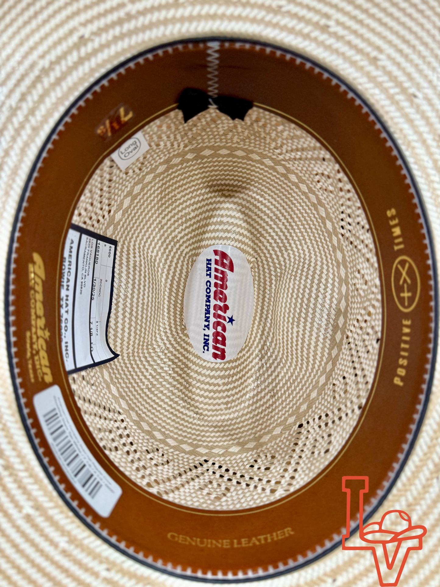 American Hat Company Straw Hat Regular Crown Shooting Stars Tan White