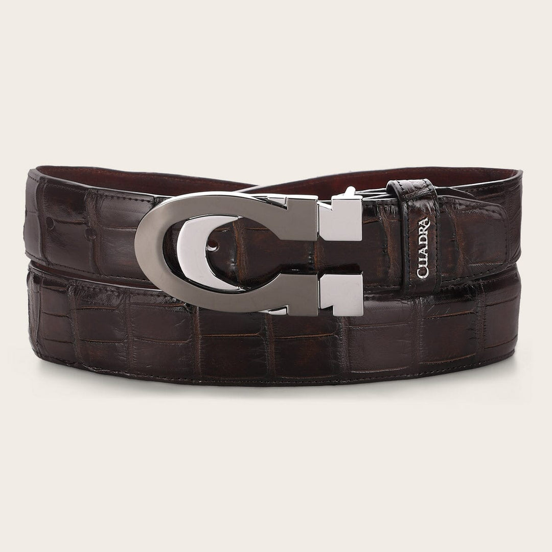 Cuadra Mens Luxo Moka Alligator  Exotic Belt