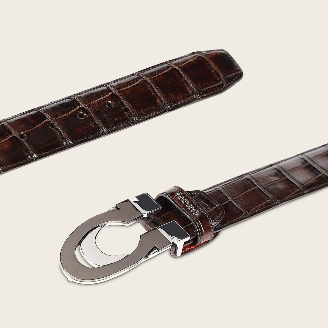 Cuadra Mens Luxo Moka Alligator  Exotic Belt