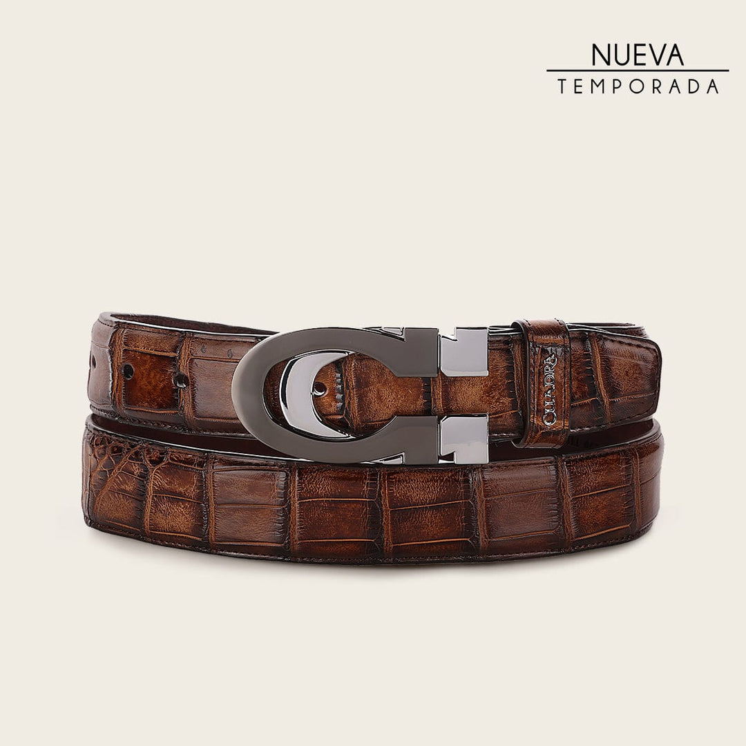 Cuadra Mens Honey Alligator  Exotic Belt