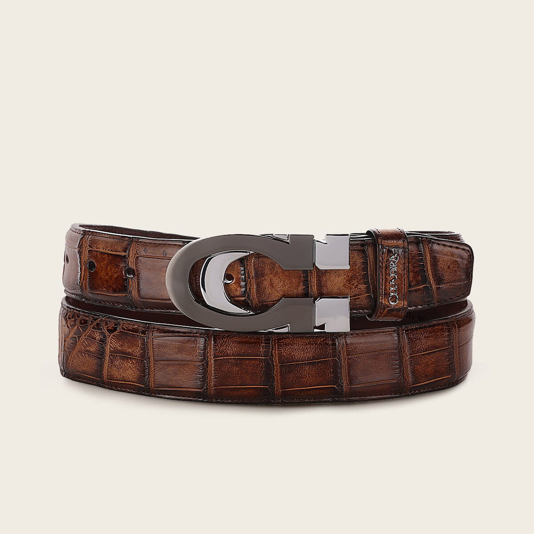 Cuadra Mens Honey Alligator  Exotic Belt