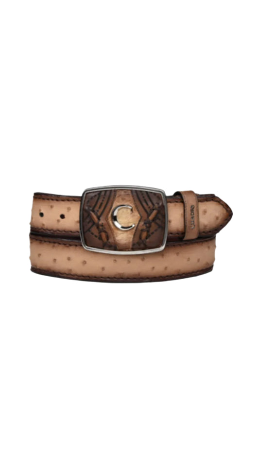 Cuadra Flame Orix Western Ostrich Laser Belt