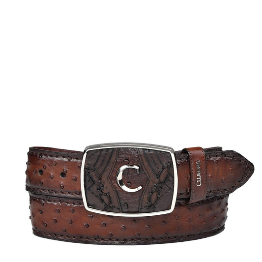 Cuadra Brown Western Ostrich Laser Belt