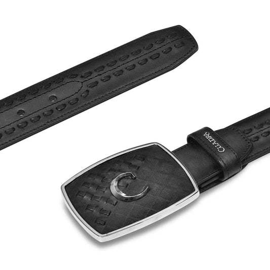 Cuadra Men's Over Black Laser & Wven Western Bovine Belt