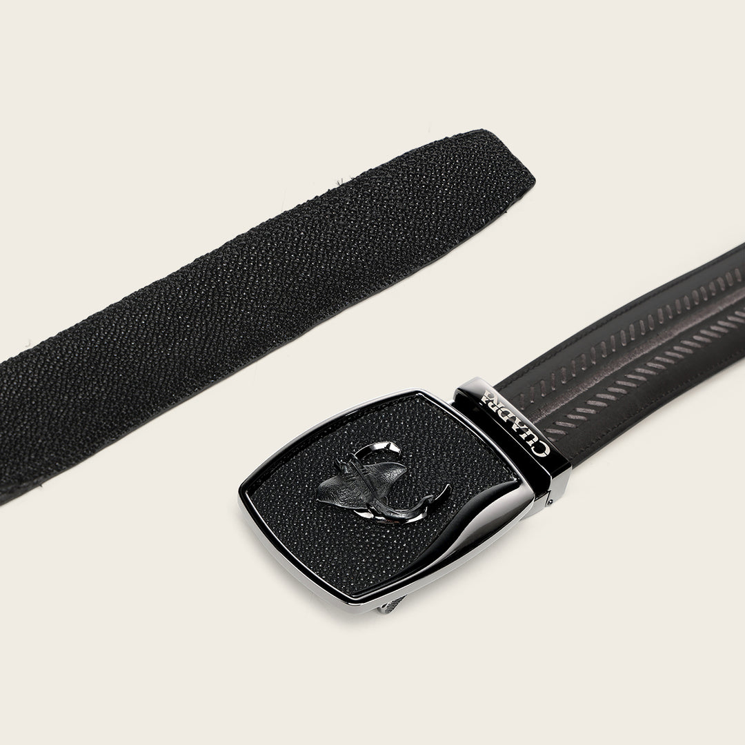 Cuadra Black Stingray Woven Exotic Belt BC475