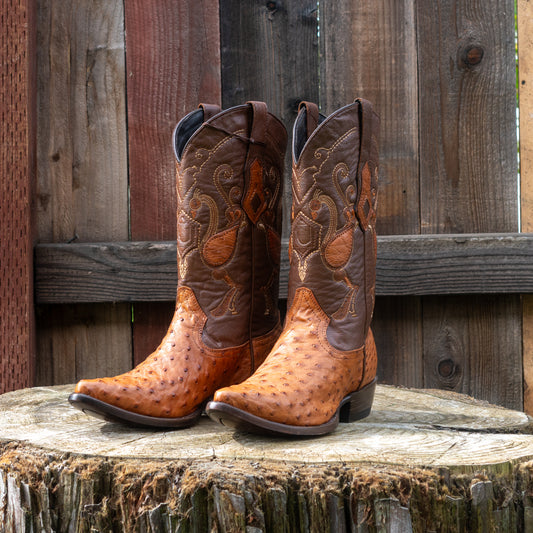 Cuadra Men's Ostrich Cowboy Boots in Honey