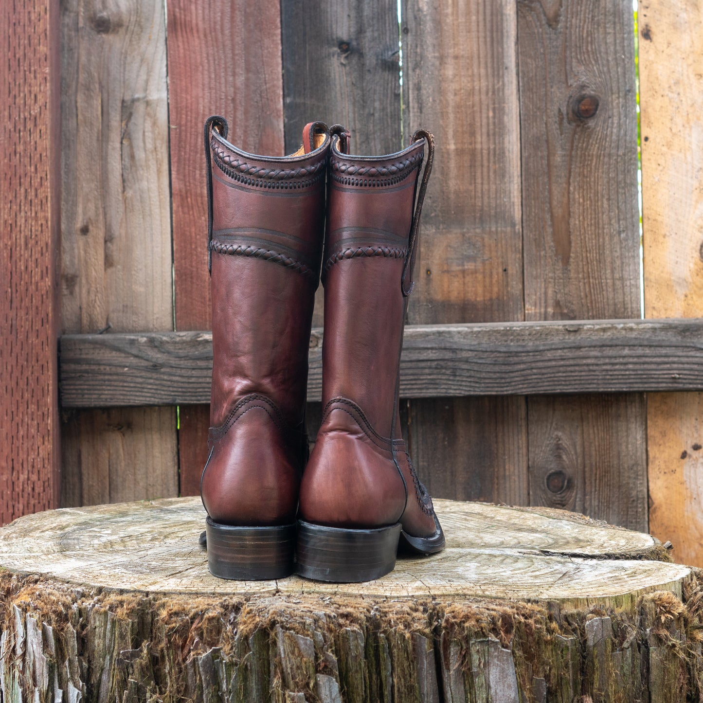 Cuadra Men's Ostrich Cowboy Boots in Blackcherry
