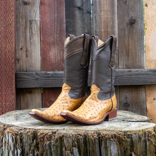 Cuadra Men's Ostrich Cowboy Boots in Straw Color