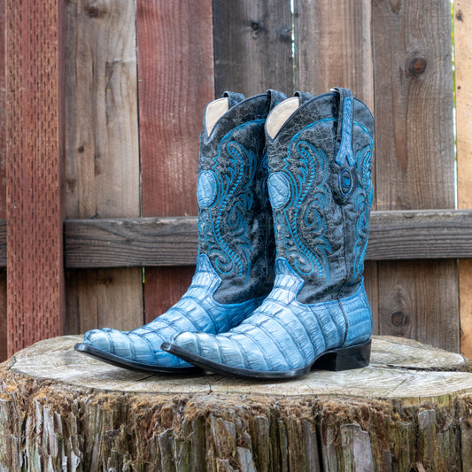 Cuadra Men's Fuscus Belly Cowboy Boots in Blue Jeans
