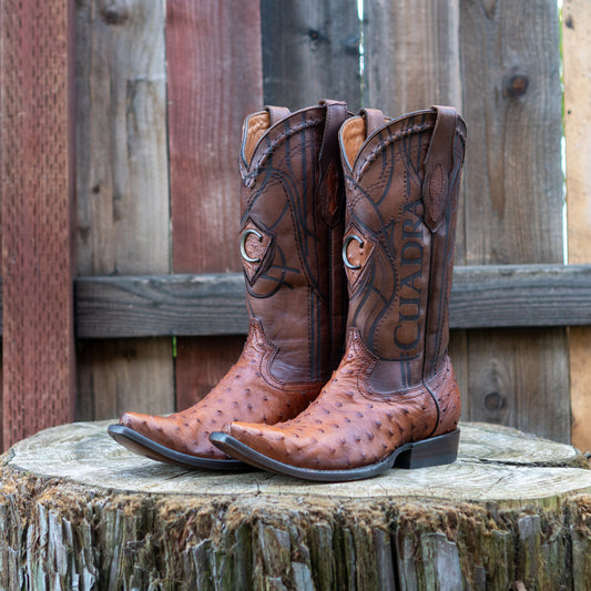 Cuadra Men's Ostrich Cowboy Boots in Brown
