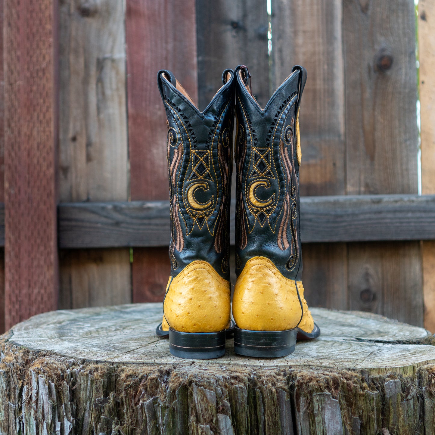 Cuadra Men's Ostrich Cowboy Boots in Yellow