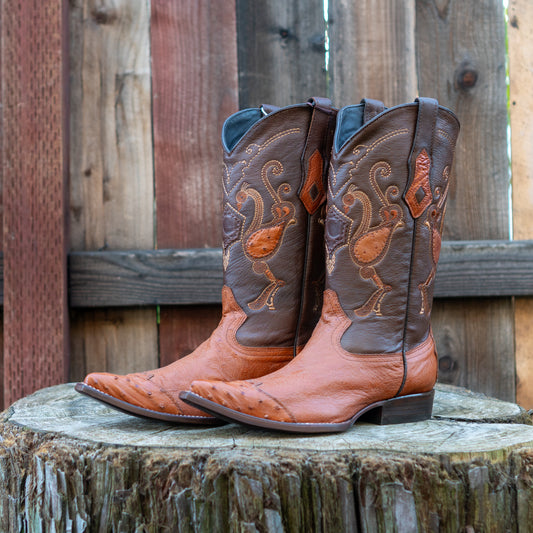 Cuadra Men's Ostrich Cowboy Boots in Brandy