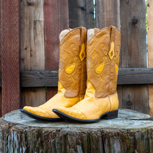 Cuadra Men's Ostrich Cowboy Boots in Yellow