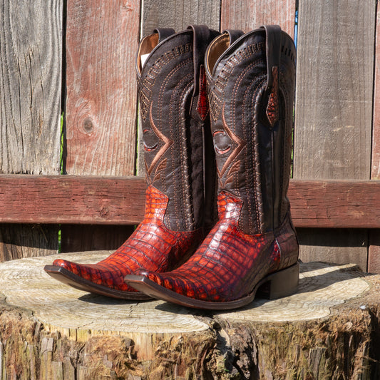 Cuadra Men's Fuscus Belly Narrow Square Cowboy Boots in Lumber Whisky