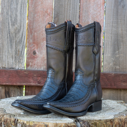 Cuadra Men's Fuscus Belly Narrow Square Cowboy Boots in Black