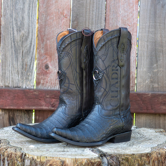 Cuadra Men's Fuscus Belly Pointed Toe Cowboy Boots in Black