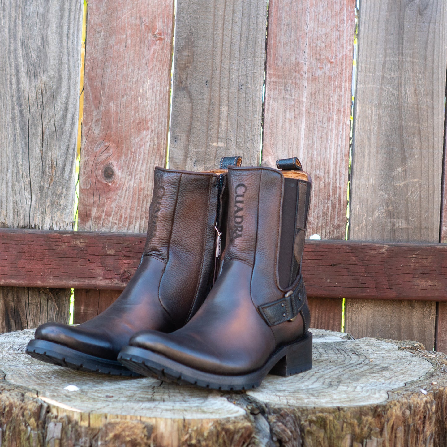 Cuadra Men's Brown Laser Patch Round Toe Urban Western Style Boots