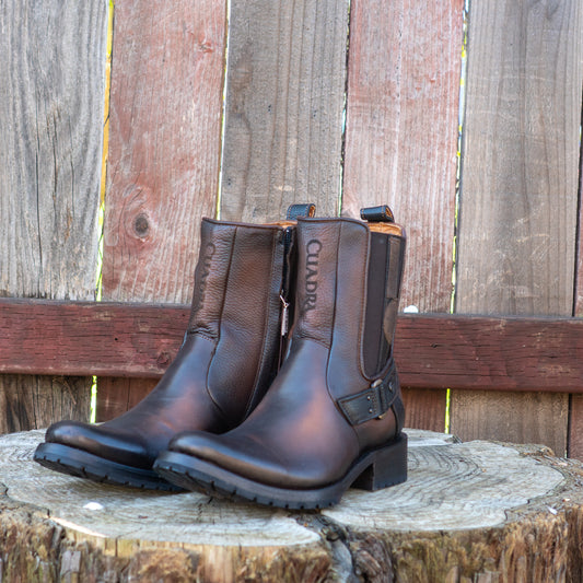 Cuadra Men's Brown Laser Patch Round Toe Urban Western Style Boots