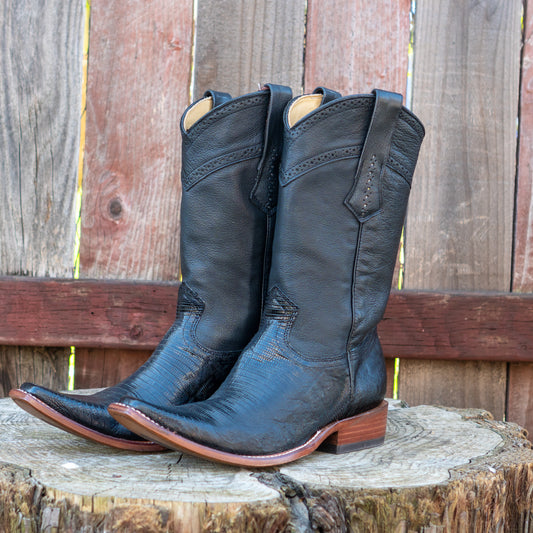 Cuadra Men's Black Lizard Teju Cowboy Boots