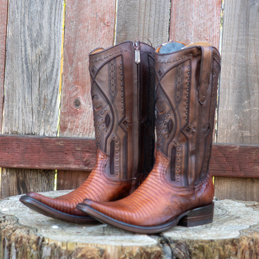 Cuadra Men's Honey Lizard Teju Cowboy Boots