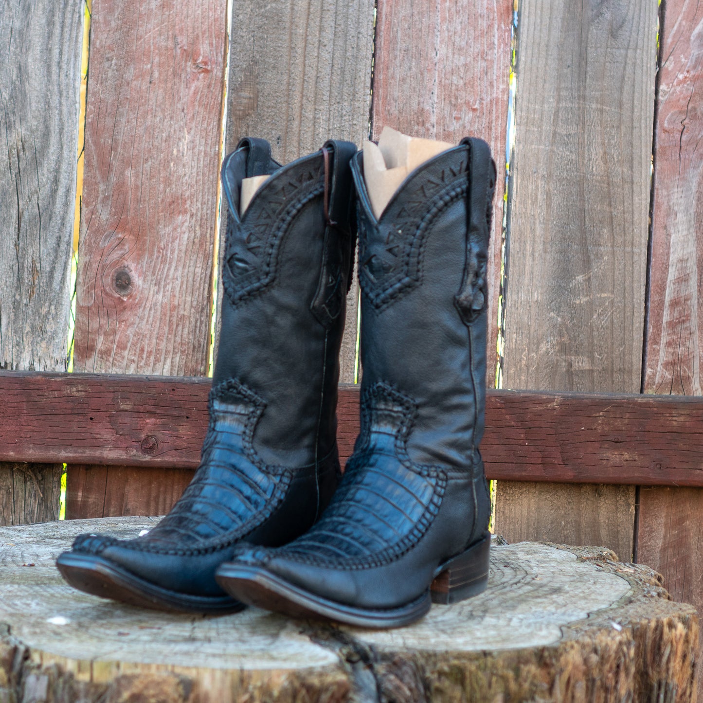Cuadra Men's Fuscus Belly Narrow Square Cowboy Boots in Black