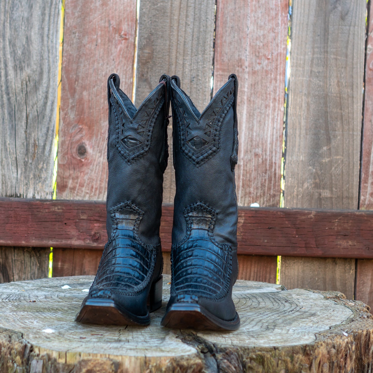 Cuadra Men's Fuscus Belly Narrow Square Cowboy Boots in Black