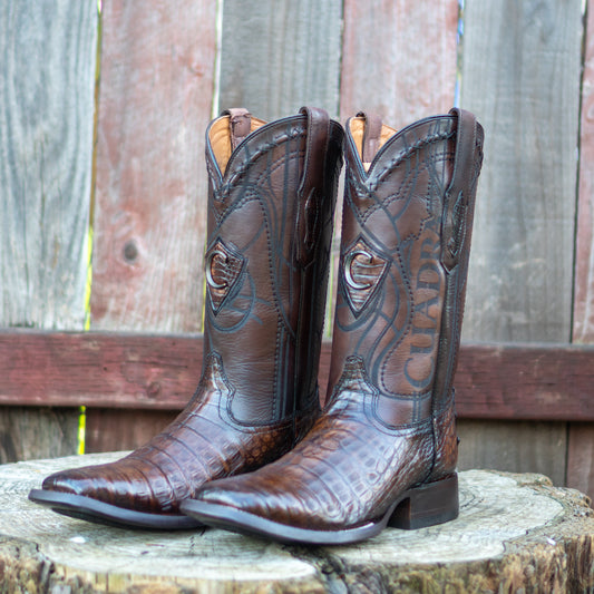 Cuadra Men's Maple Caiman Laser Embroidery Square Toe Cowboy Boots