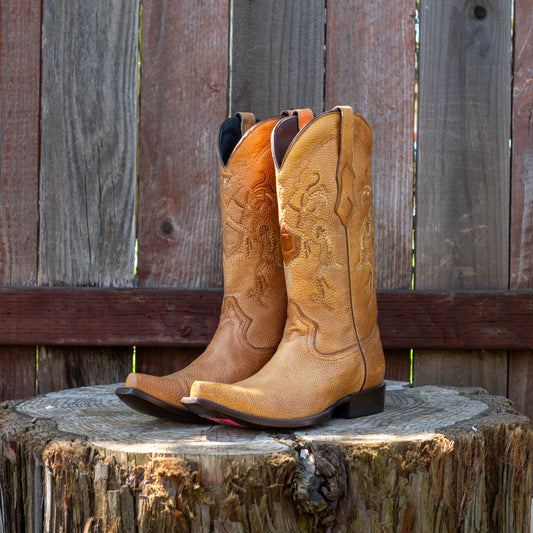 Cuadra Men's Astro Siena Deer Laser And Embroidery Pointy Toe Cowboy Boots