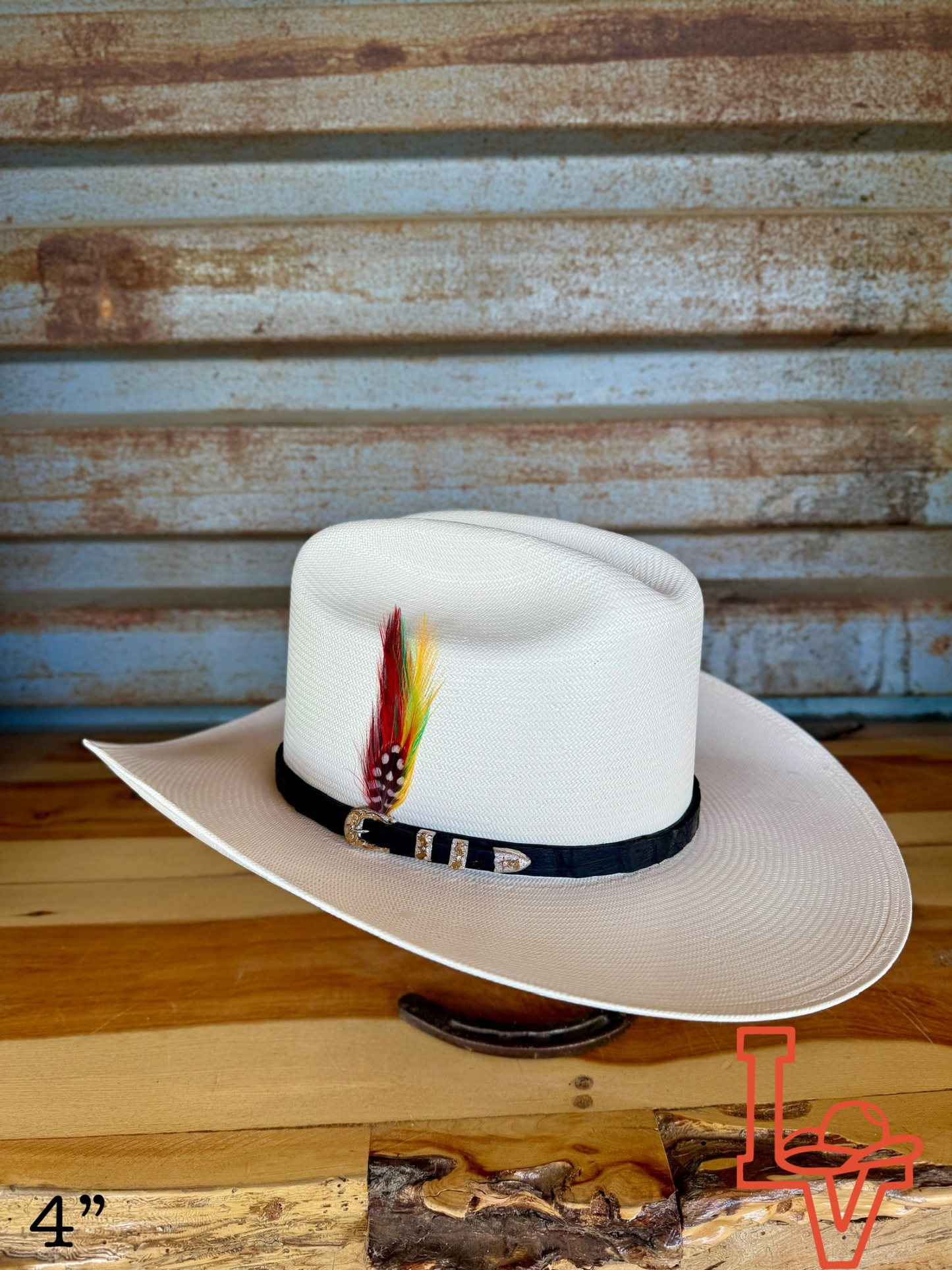 Stetson El Jefe 5000x Black Straw Cowboy Hat Regular Crown Natural as