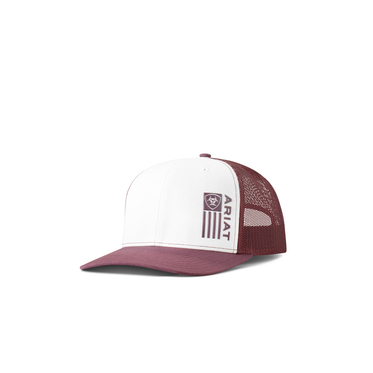 Ariat Mens Ariat Flag Logo Snapback Burgundy and White