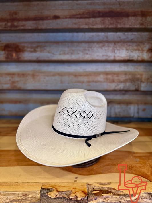 American Hat Company Straw Hat Regular Crown Diamond White