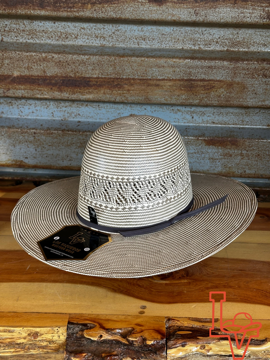 Los Vaqueros Kids Straw Hat Open Regular Crown Smoky Hill Grey White