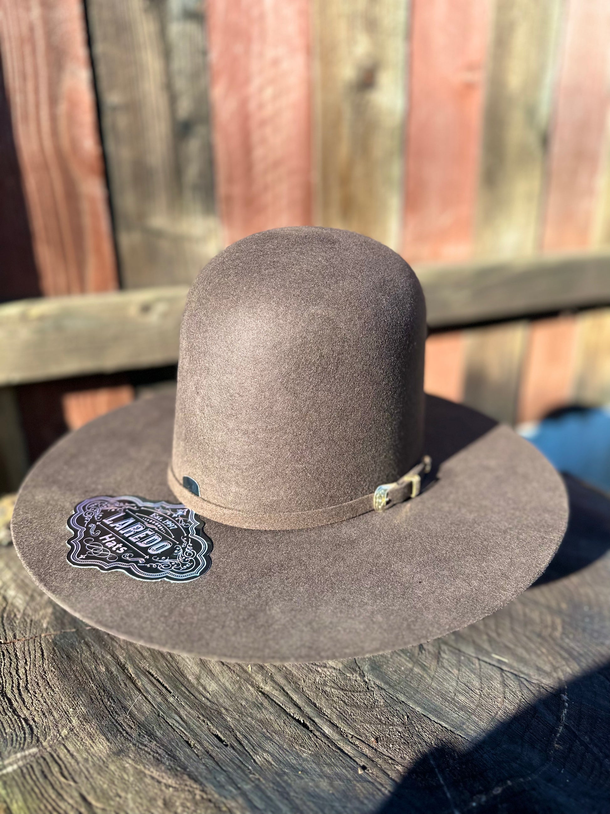 Laredo Wool Felt Hat Open Tall Crown Chocolate CHOCOLATE 7/8