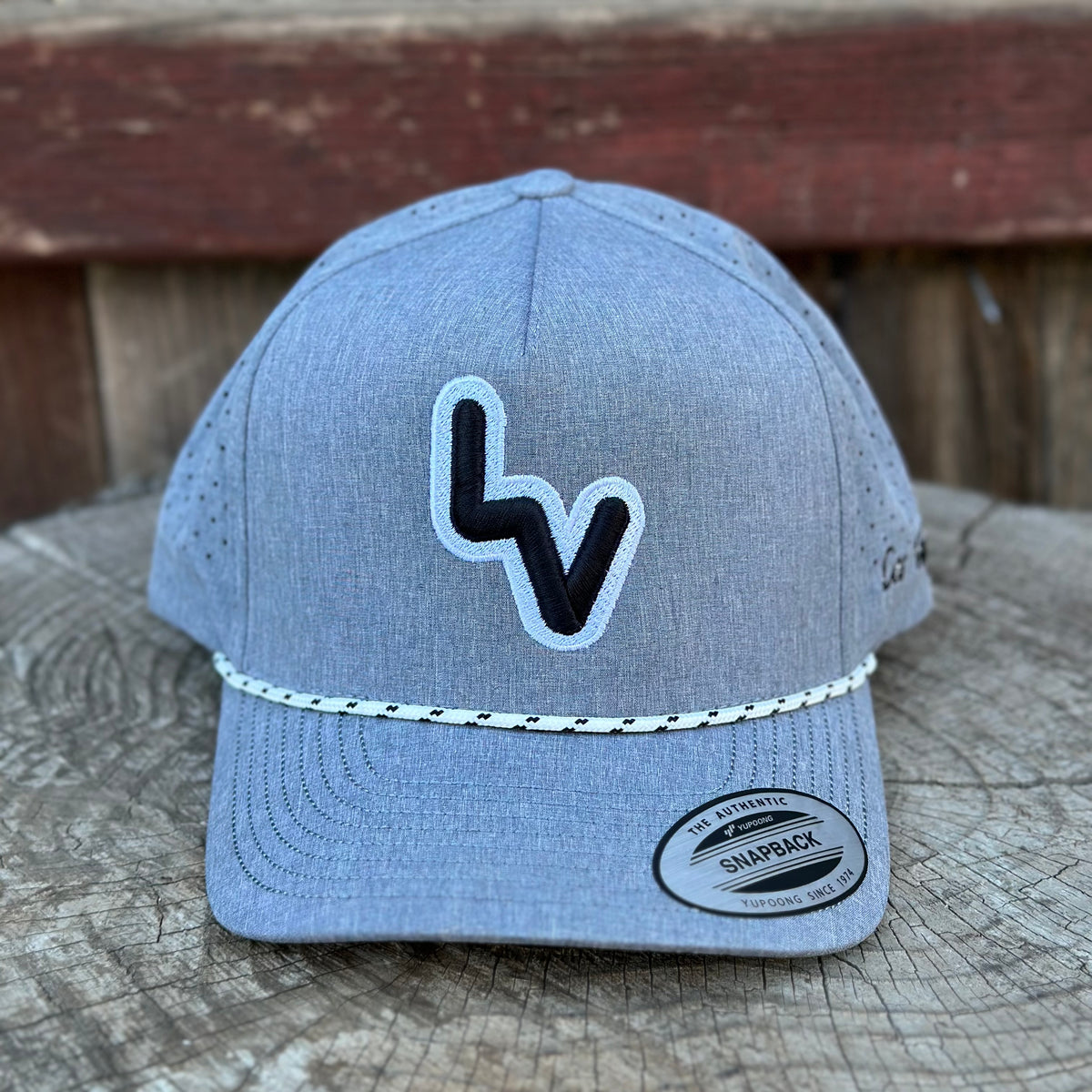 Los Vaqueros LV Outline Logo Rope Curved Brim Snapback Heather Grey
