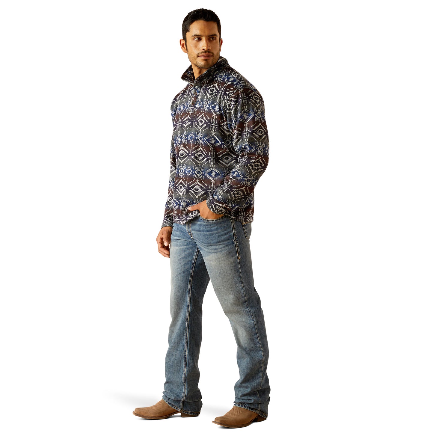 Ariat Men's Wesley Sweater Jetty Gray Serape Print