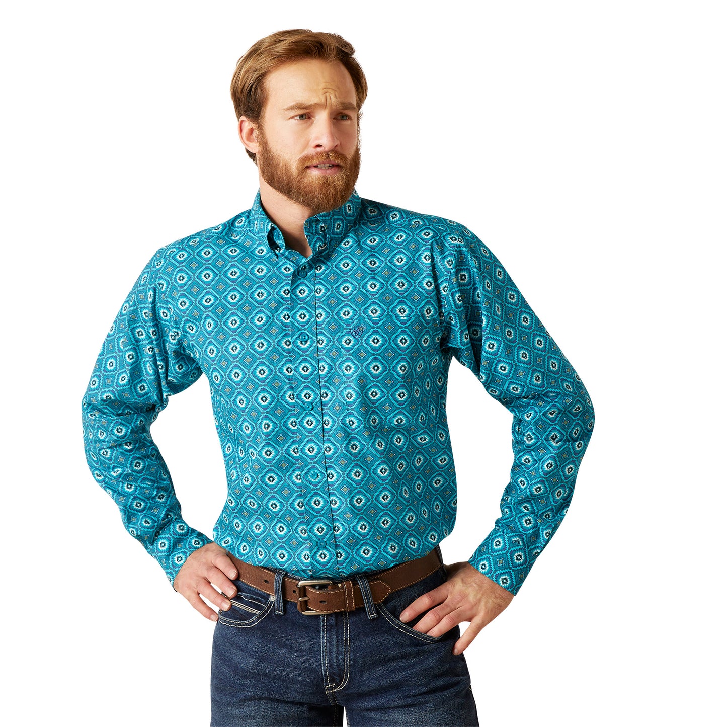 Ariat Men's Bruno Fitted Shirt Lanai Turquoise