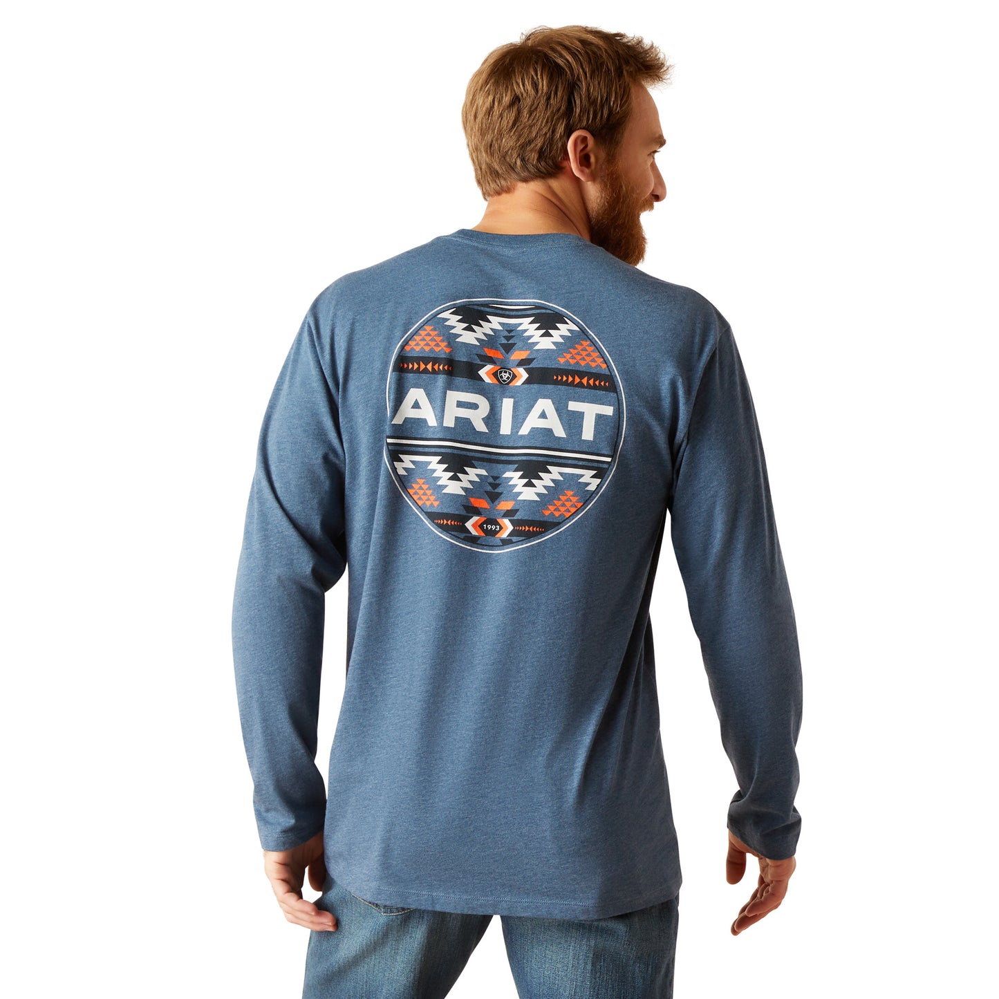Ariat Men's Ariat Western Geo Fill T-Shirt Sailor Blue Heather