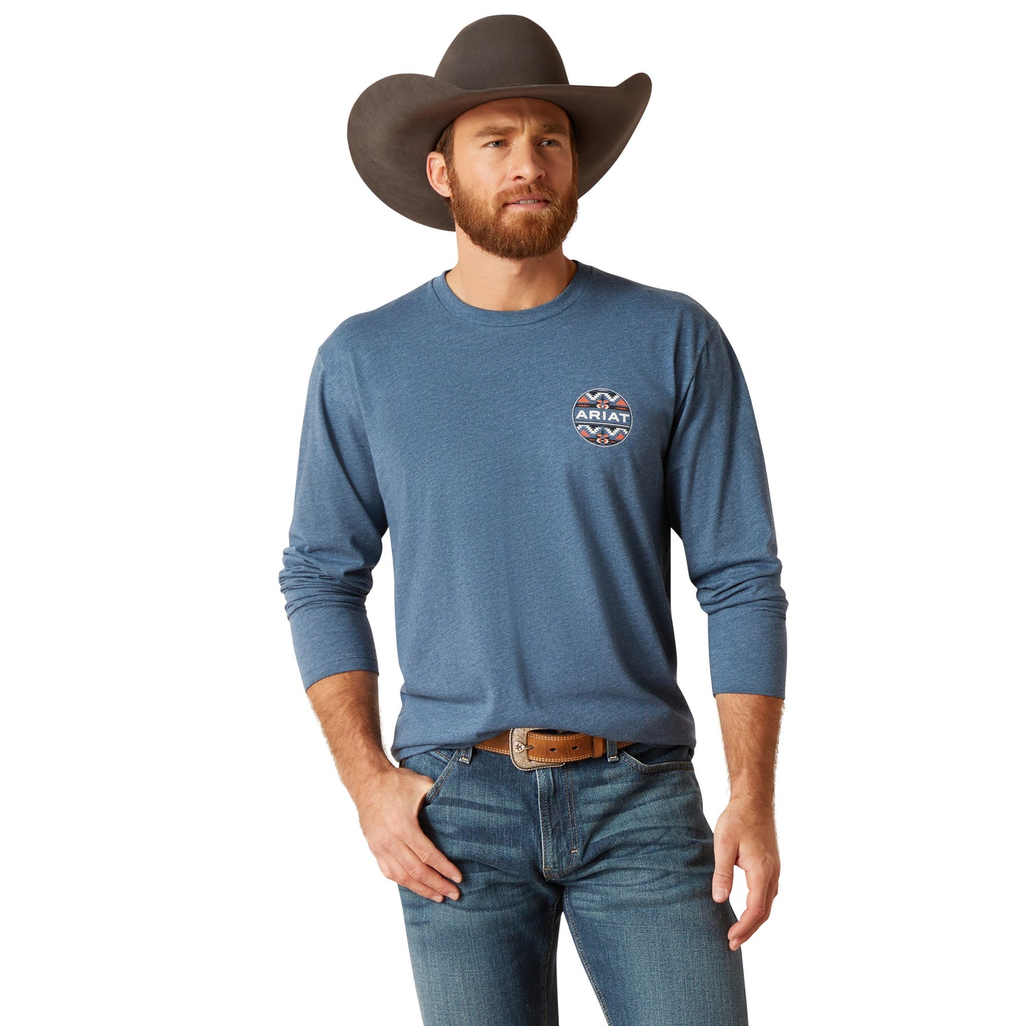 Ariat Men's Ariat Western Geo Fill T-Shirt Sailor Blue Heather