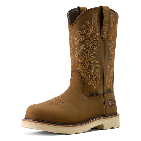 Ariat Men's Activator Argo Waterproof Round Toe Composite Toe Work Boot Distressed Brown