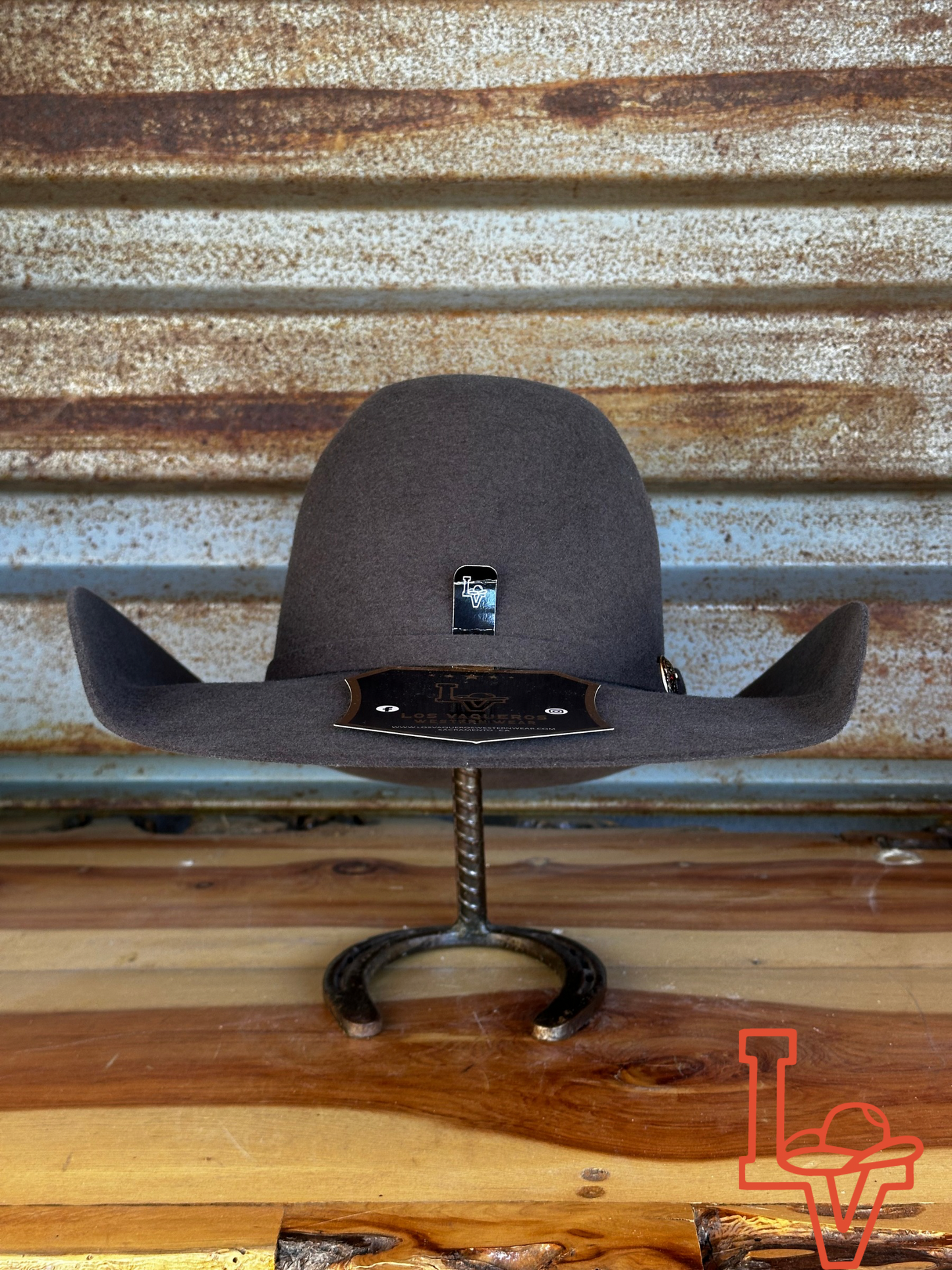 Los Vaqueros Kids Wool Felt Hat Open Regular Crown Charcoal