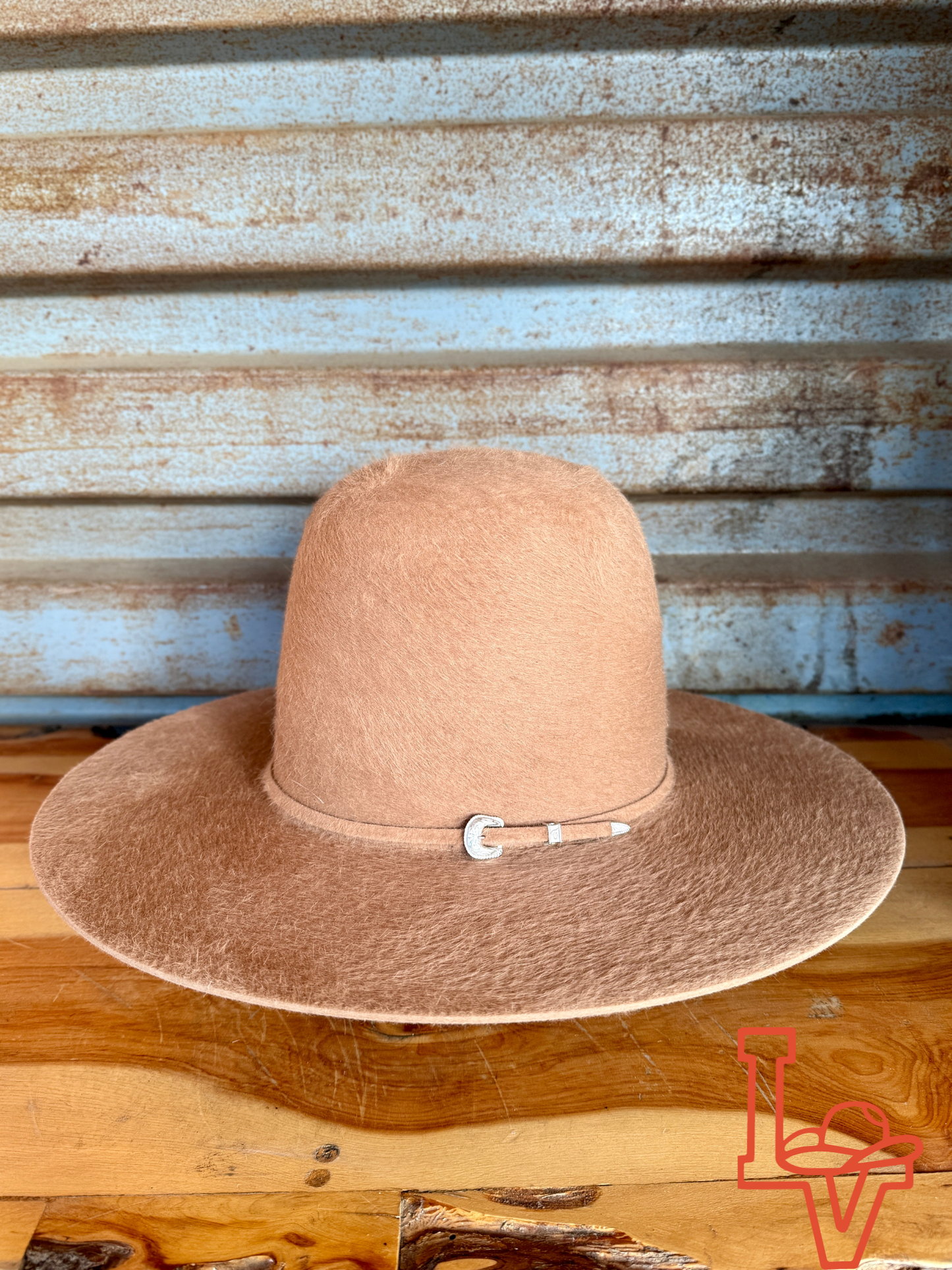 Tacchino 10X Beaver Grizzly Fur Felt Hat 7" Tall Crown 4.25" Brim Gold