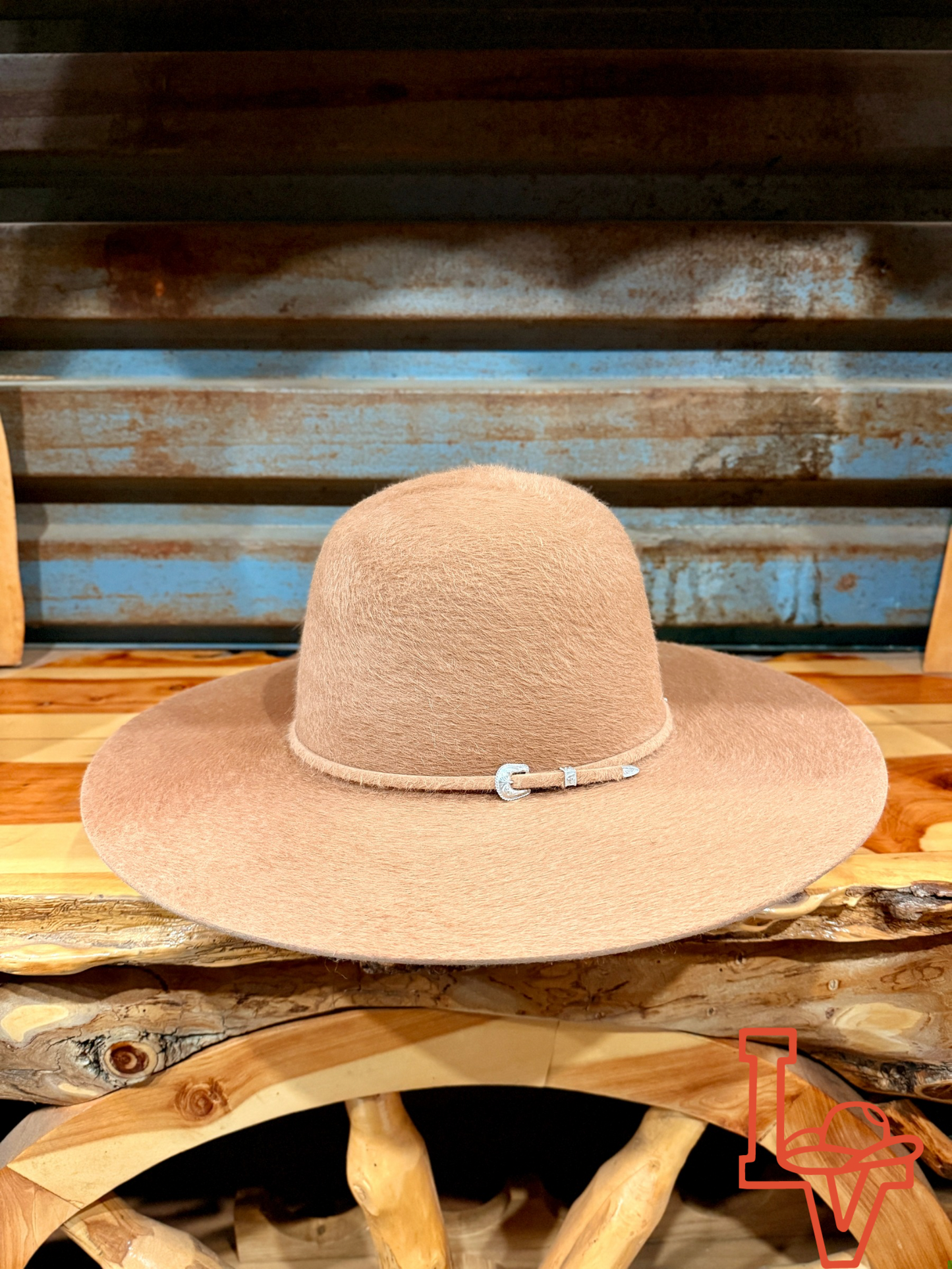 Tacchino 10X Beaver Grizzly Fur Felt Hat 6" Regular Crown 4.25" Brim Gold